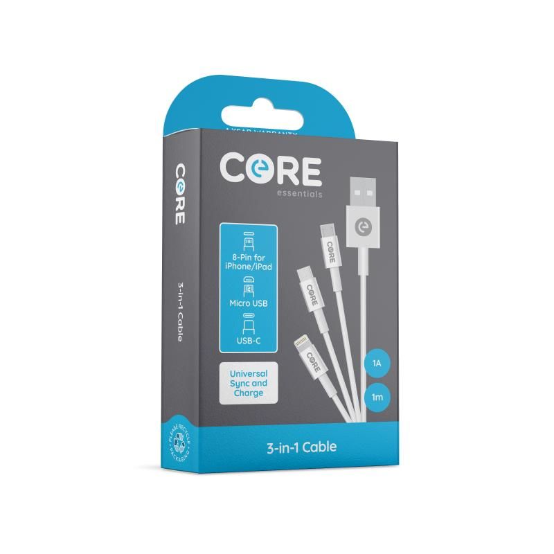 Core essentials Universal Charge 3-in-1 Cable