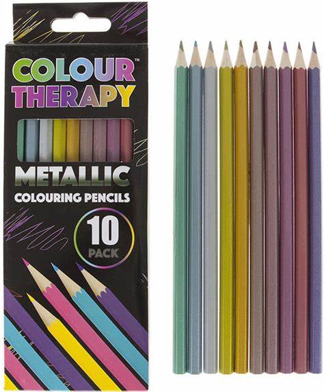 Colour Therapy metallic Colouring Pencils 10 Pack